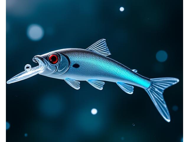 High-tech fishing lure with miniature sensors and a subtle LED light, designed for tracking